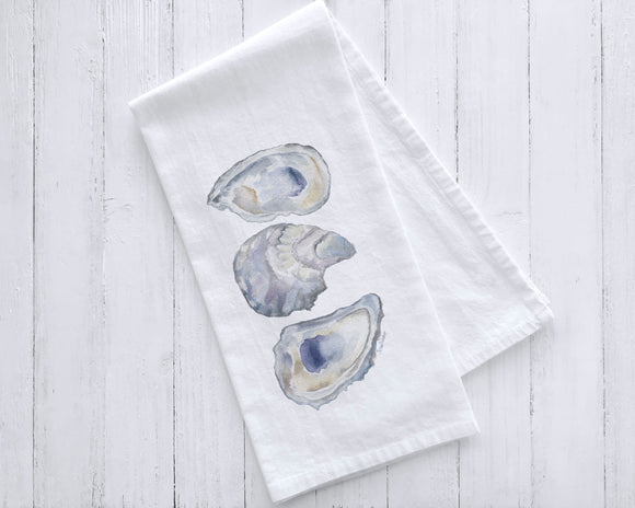 Oysters Watercolor Tea Towel