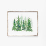 Pine Trees Landscape Watercolor
