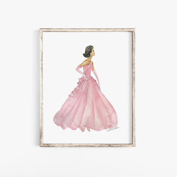 Mauve Evening Gown Watercolor Painting | Beverly Brown Artist