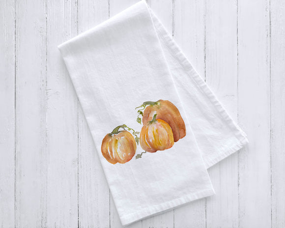 Three Pumpkins Watercolor Tea Towel
