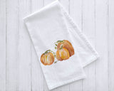Set of 3 Pumpkin Watercolor Flour Sack Tea Towels