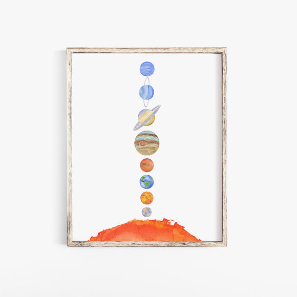 Solar System Watercolor Print