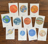 Solar System Watercolor Flash Cards