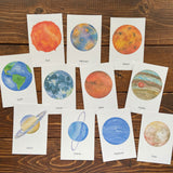Solar System Watercolor Flash Cards