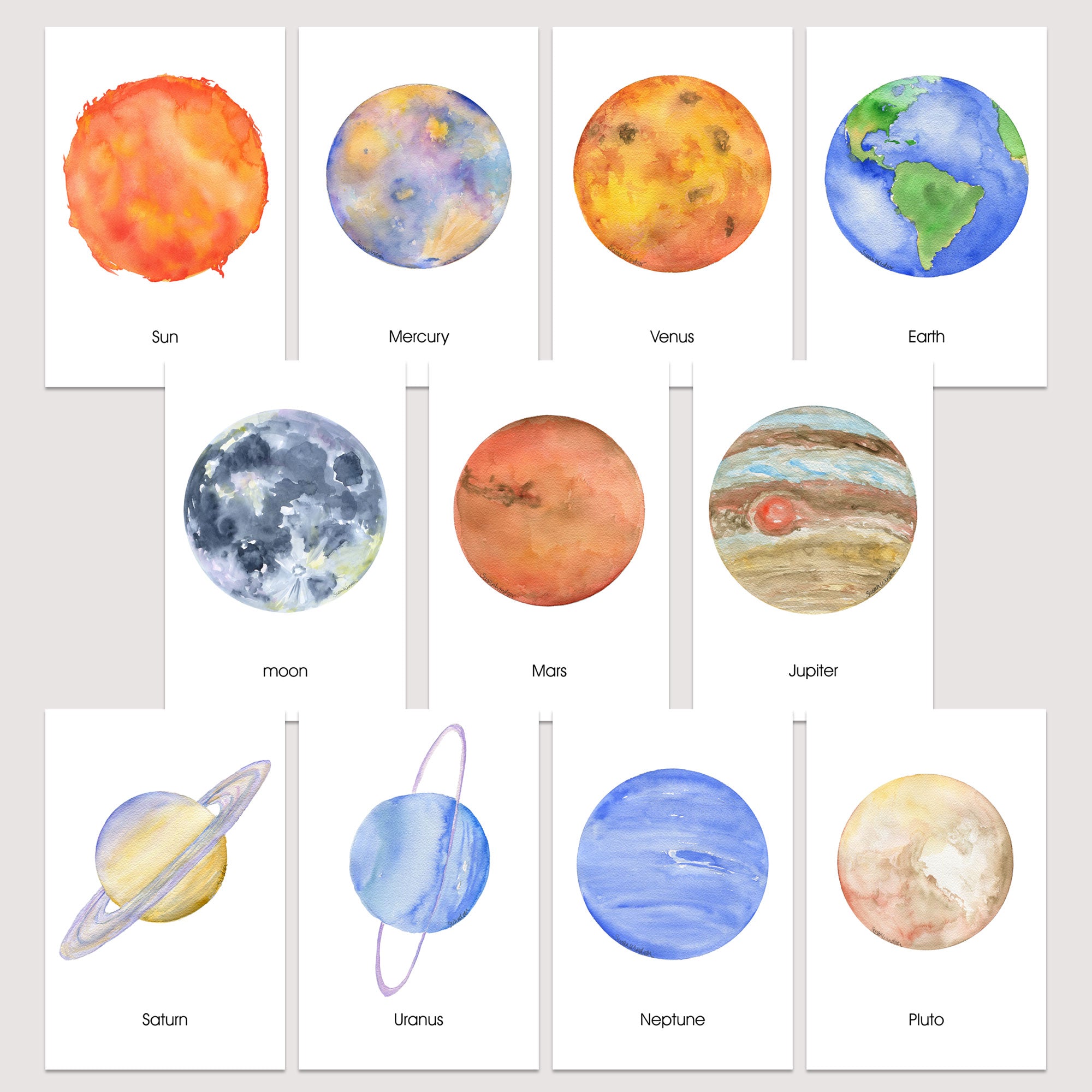 solar system fact cards