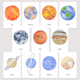 Solar System Watercolor Flash Cards