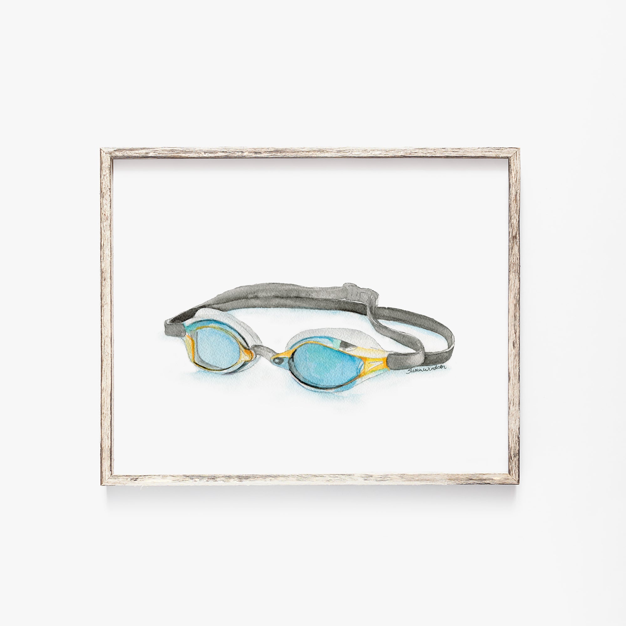 vintage swimming goggles Swim Goggles Watercolor Fine Art Print – Susan Windsor