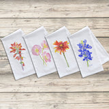 Texas Wildflower Flour Sack Tea Towels Set of 4
