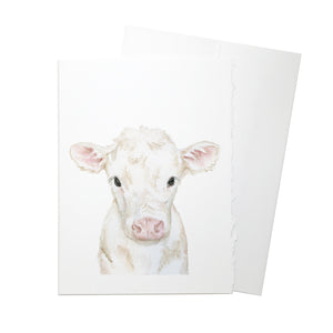 White Cow Watercolor Greeting Card