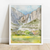 Yosemite Falls Watercolor Fine Art Poster Print