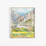 Yosemite Falls Watercolor Fine Art Poster Print