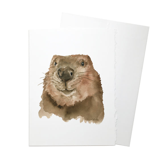 Beaver Face Watercolor Greeting Card