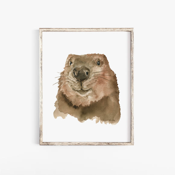 Baby Beaver Face Watercolor Poster