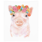 Pig Floral 1 Watercolor Tapestry