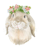 Woodland Animal Floral Art Print Set One - Set of 4 Animals - Deer, Bunny, Fox, Squirrel