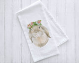 Lop Bunny Rabbit Floral Tea Towel