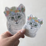 Cat with Floral Crown Sticker