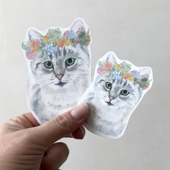 Cat with Floral Crown Sticker