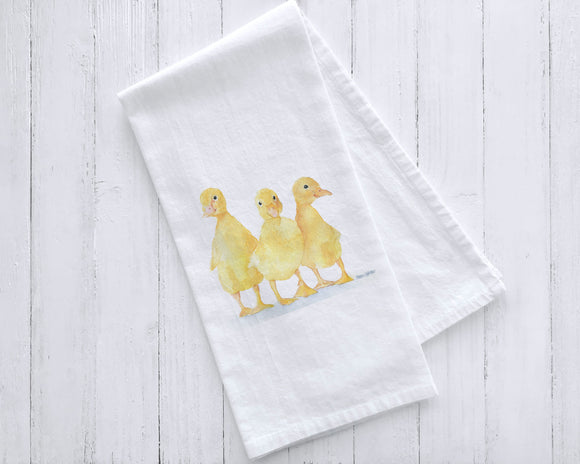 Yellow Ducklings Tea Towel