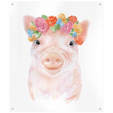 Pig Floral 1 Watercolor Tapestry