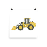 Yellow Bulldozer Truck Watercolor Painting