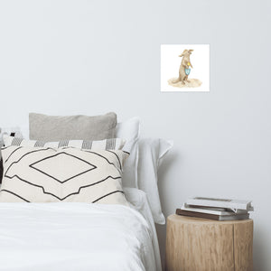 Beach Otter with Bucket Watercolor Painting Art Print