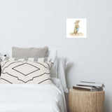Beach Otter with Bucket Watercolor Painting Art Print