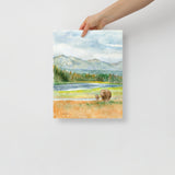 Yellowstone National Park Watercolor Fine Art Print Landscape with Bison