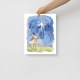 Lamb and Star Watercolor Christmas Poster