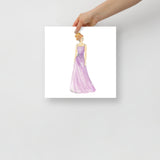 Lavender Ball Gown Red Head Princess Watercolor Fashion