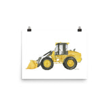 Yellow Bulldozer Truck Watercolor Painting