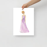 Lavender Ball Gown Red Head Princess Watercolor Fashion