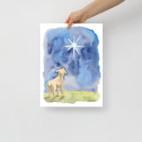 Lamb and Star Watercolor Christmas Poster