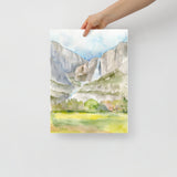 Yosemite Falls Watercolor Fine Art Poster Print