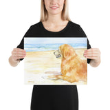 Golden Retriever on the Beach Watercolor
