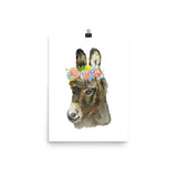 Donkey with Floral Crown Watercolor