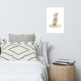 Beach Otter with Bucket Watercolor Painting Art Print