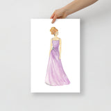 Lavender Ball Gown Red Head Princess Watercolor Fashion