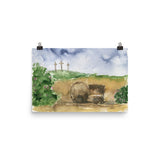 Three Crosses and the Empty Tomb Watercolor