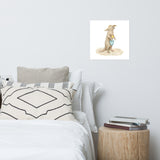 Beach Otter with Bucket Watercolor Painting Art Print