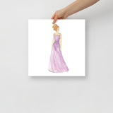 Lavender Ball Gown Red Head Princess Watercolor Fashion