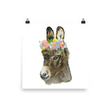 Donkey with Floral Crown Watercolor