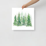 Pine Trees Landscape Watercolor