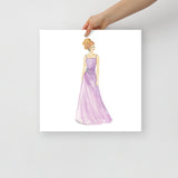 Lavender Ball Gown Red Head Princess Watercolor Fashion