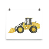 Yellow Bulldozer Truck Watercolor Painting