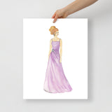 Lavender Ball Gown Red Head Princess Watercolor Fashion