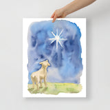 Lamb and Star Watercolor Christmas Poster