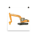 Orange Excavator Truck Watercolor Painting Giclee Print