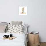 Beach Otter with Bucket Watercolor Painting Art Print