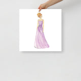 Lavender Ball Gown Red Head Princess Watercolor Fashion